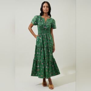 Sugarlips Trini Floral Palmer Poplin Tiered Maxi Dress